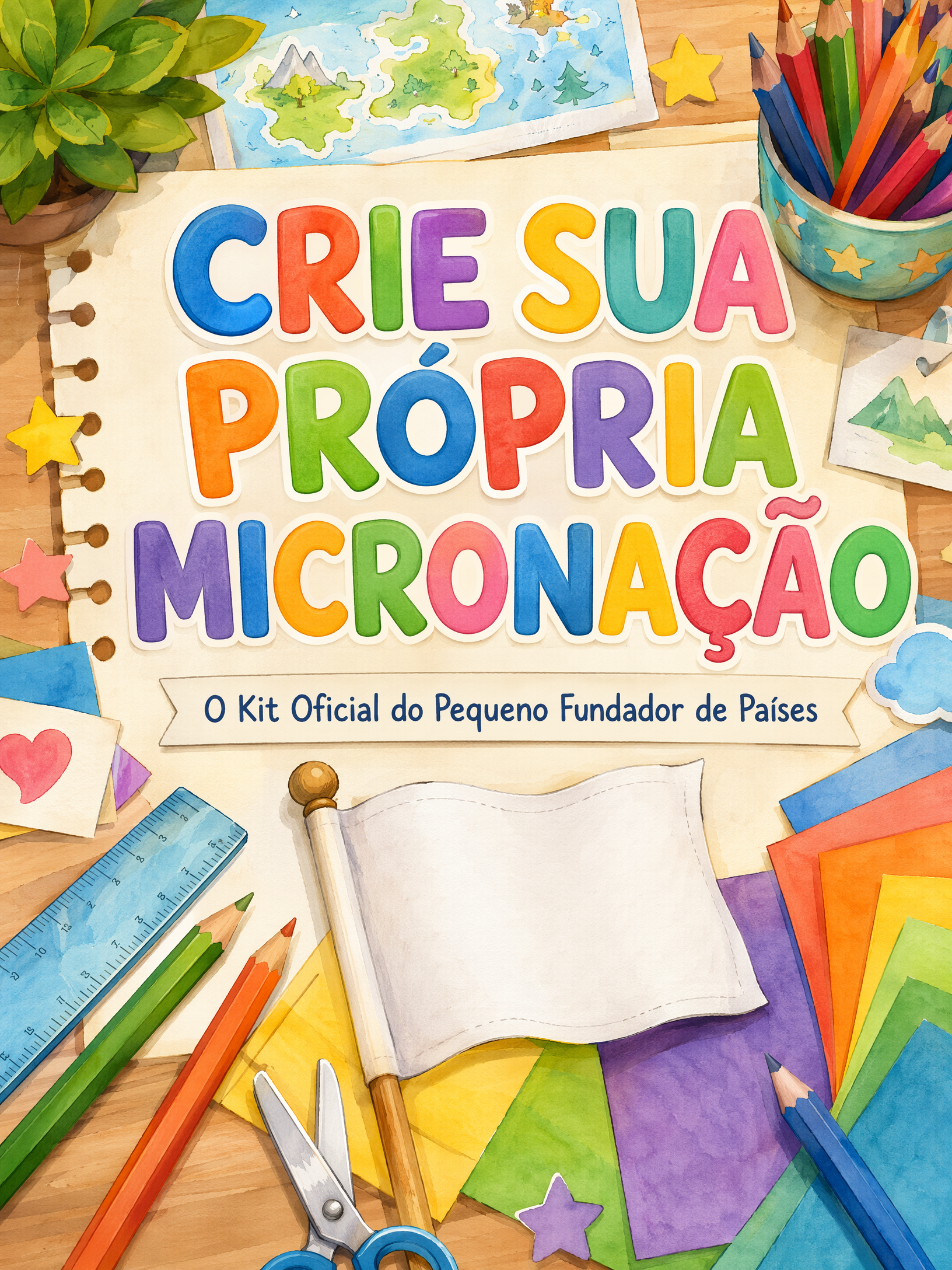 Capa do ebook Crie Sua Própria Micronação - Workbook infantil de atividades práticas de geografia